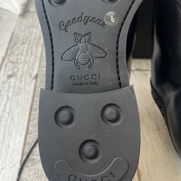 *NEW* GUCCI LACE UP LOAFER NERO SIZE G6 (7M/8.5W) RETAIL $1,200 IN BOX - Picture 3 of 8